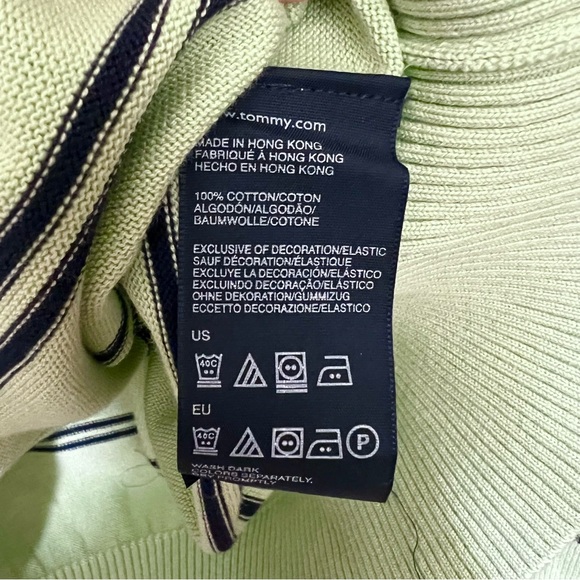 Tommy Hilfiger Men’s Cotton V-Neck Sweater Green Stripe Preppy Country Club XXL - Picture 7 of 8